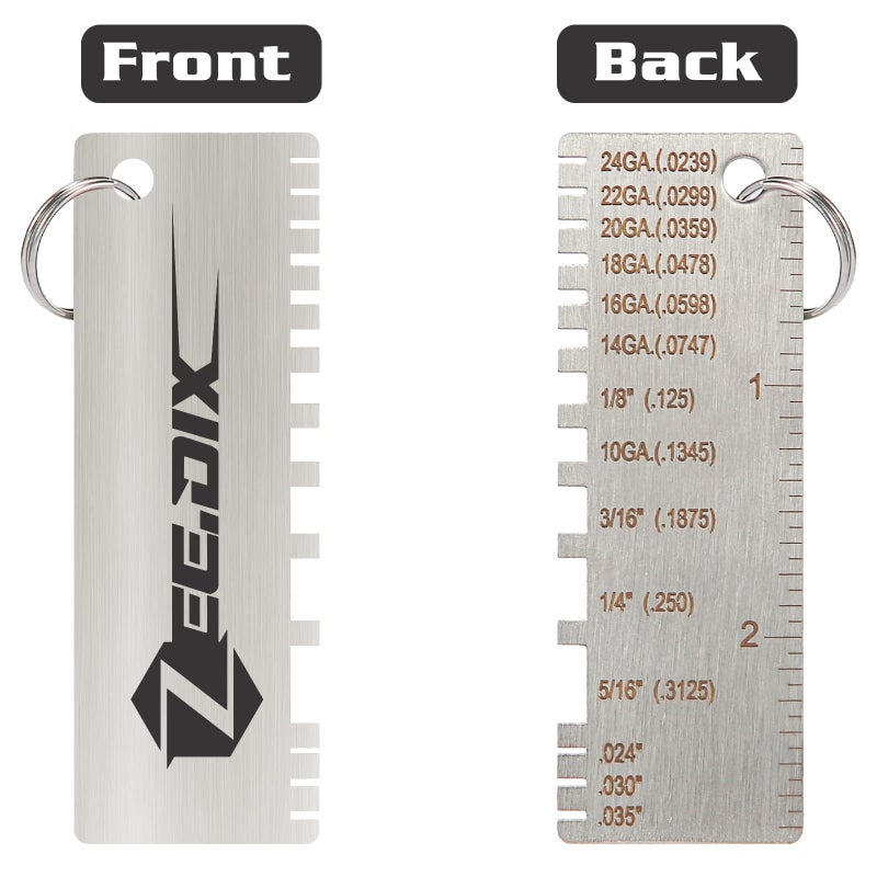 ZeeDix 2 PCS Metal Thickness Gauge Portable Steel Thickness Gauge Metal GaugeThickness Tool, Stainless Steel Plated Size Inspection Tool Welding Material Steel Gauge - Image 3